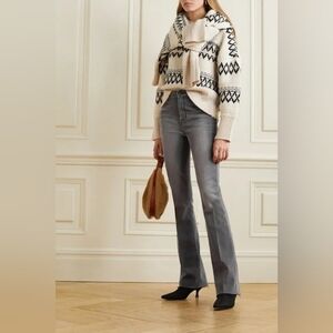 L'AGENCE Ruth Frayed High-Rise Flared Jeans, Vintage Grey, Size 24